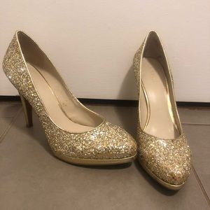 Nine West Gold Sparkle Heels